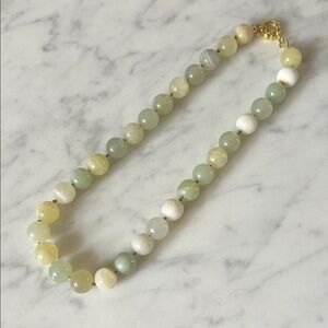Jade gemstone hand knotted beaded necklace